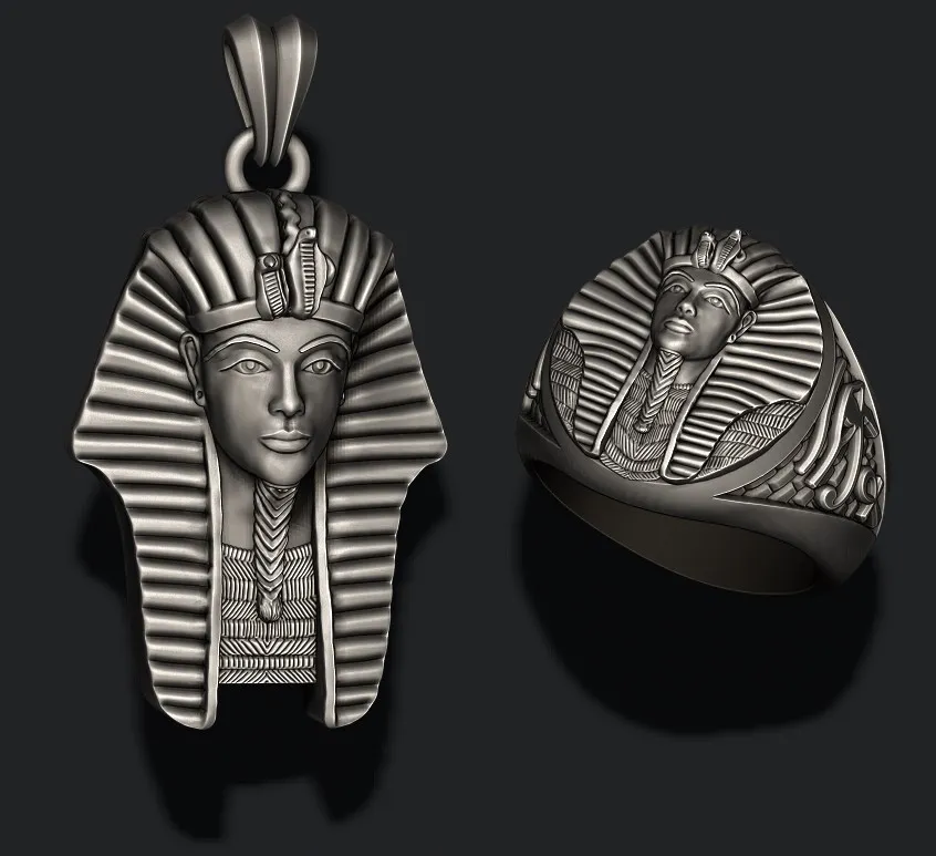 Pharaoh pendant ring pack 3D Print Model .c4d .max .obj .3ds .fbx .stl .blend
