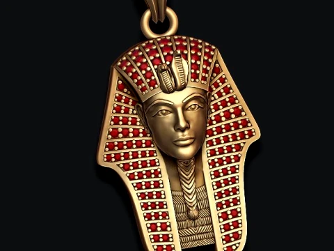 Pharaoh pendant ring with gems pack 3D Print Model