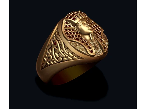 Pharaoh pendant ring with gems pack 3D Print Model