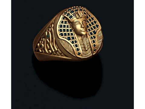 Pharaoh pendant ring with gems pack 3D Print Model