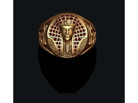 Pharaoh pendant ring with gems pack 3D Print Model