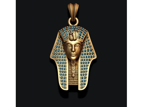 Pharaoh pendant ring with gems pack 3D Print Model