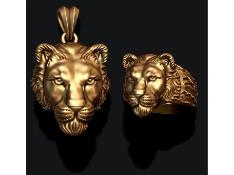 Lioness ring pendant pack Modelo de Impressão 3D