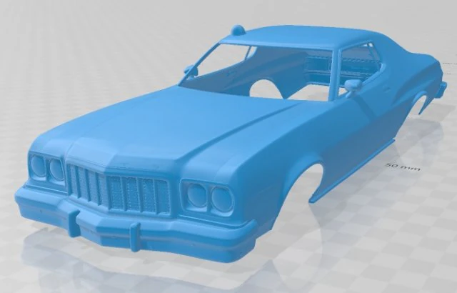Gran Torino 1975 – Starsky Hutch Auto mit druckbarer Karosserie 3D Druckmodell .c4d .max .obj .3ds .fbx .stl .blend