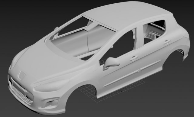peugeot 308 printable body car 3D Druckmodell .c4d .max .obj .3ds .fbx .stl .blend