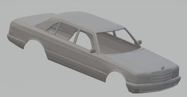 mercedes benz w126 printable body car 3D प्रिंट मॉडल .c4d .max .obj .3ds .fbx .stl .blend 