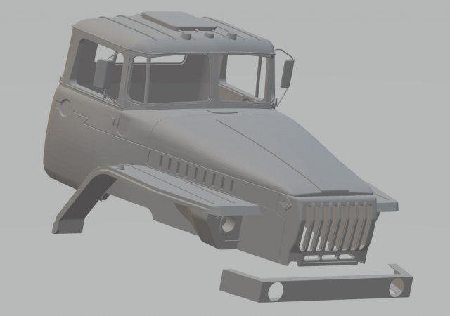 ural 44202 printable cabin truck 3D Принт Модель .c4d .max .obj .3ds .fbx .stl .blend 