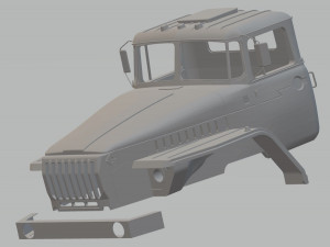 ural 44202 printable cabin truck 3D Принт Модель