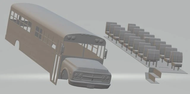 gmc bluebird school bus 1972 printable 3D Print Model .c4d .max .obj .3ds .fbx .stl .blend 