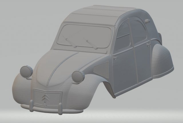 citroen 2cv printable body car Model do druku 3D .c4d .max .obj .3ds .fbx .stl .blend 