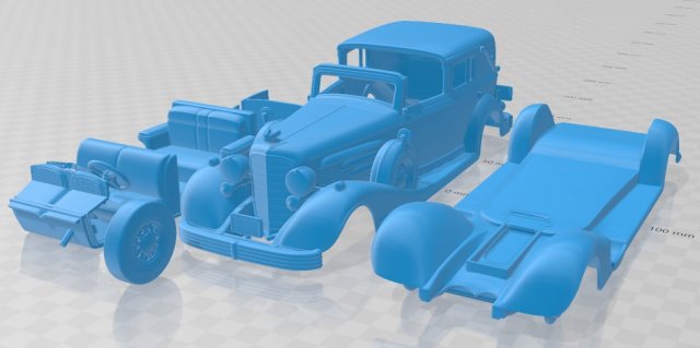 cadillac v16 town 1933 printable car 3Dプリントモデル .c4d .max .obj .3ds .fbx .stl .blend 