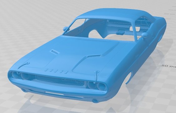 dodge challenger 1970 printable body car 3D 프린트 모델 .c4d .max .obj .3ds .fbx .stl .blend 