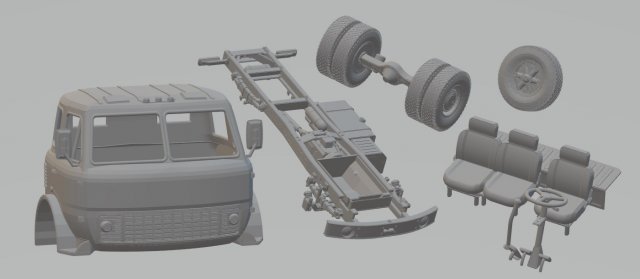 maz 500 printable truck 3D Принт Модель .c4d .max .obj .3ds .fbx .stl .blend 