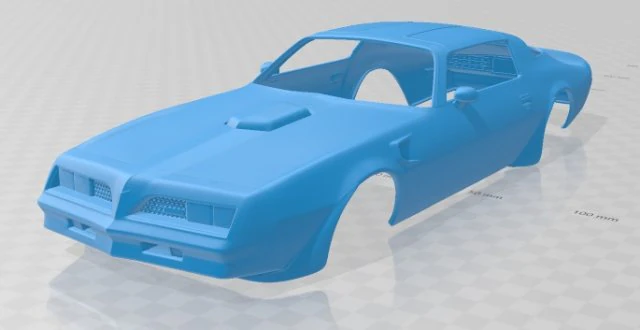 ファイアバード トランザム 1977 印刷可能なボディカー 3Dプリントモデル .c4d .max .obj .3ds .fbx .stl .blend 