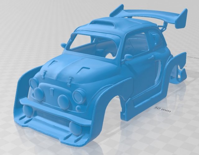 fiat 500 raid printable body car Model do druku 3D .c4d .max .obj .3ds .fbx .stl .blend 