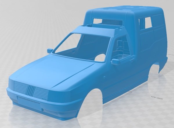 fiat fiorino 1988 printable body van 3D-printmodel .c4d .max .obj .3ds .fbx .stl .blend 