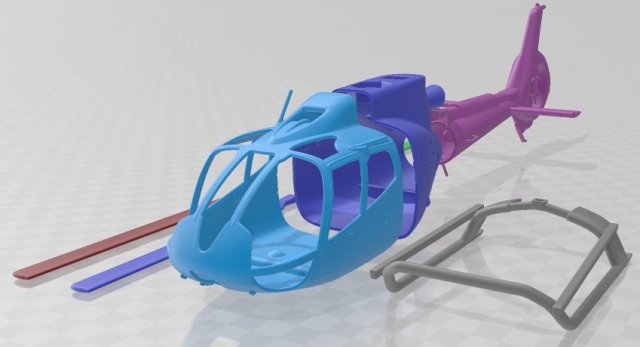 Eurocopter EC130 Printable Body Model Cetak 3D .c4d .max .obj .3ds .fbx .stl .blend 