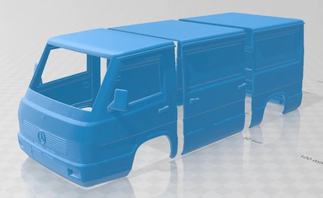 mercedes benz mb100 1988 printable body van 3D Print Model .c4d .max .obj .3ds .fbx .stl .blend 