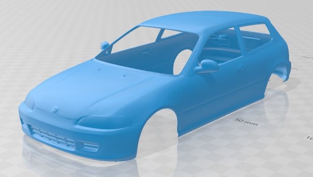 honda civic 1991 printable body car Model do druku 3D .c4d .max .obj .3ds .fbx .stl .blend 