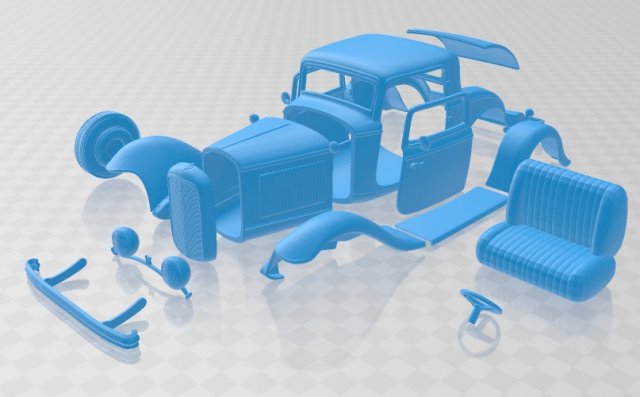 model b de luxe coupe v8 1932 printable car 3Dプリントモデル .c4d .max .obj .3ds .fbx .stl .blend 