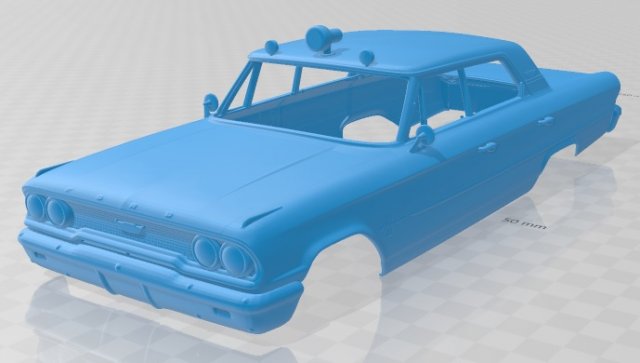 galaxie 500 police 1963 printable body car 3Dプリントモデル .c4d .max .obj .3ds .fbx .stl .blend 