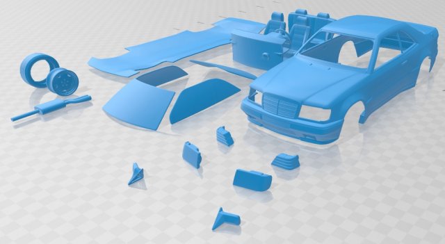 mercedes benz e class amg 1988 printable car 3D printmodel .c4d .max .obj .3ds .fbx .stl .blend 