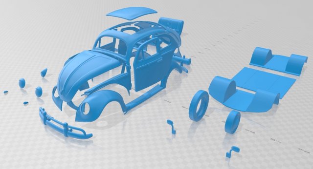volkswagen beetle herbie printable car Modelo de Impressão 3D .c4d .max .obj .3ds .fbx .stl .blend 
