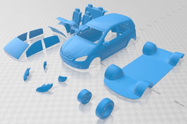 hyundai getz 2006 printable car 3D Print Model .c4d .max .obj .3ds .fbx .stl .blend 