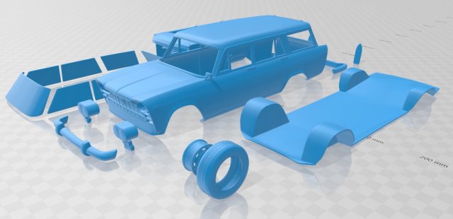 fiat 2300 familiare 1963 printable car 3D 프린트 모델 .c4d .max .obj .3ds .fbx .stl .blend 