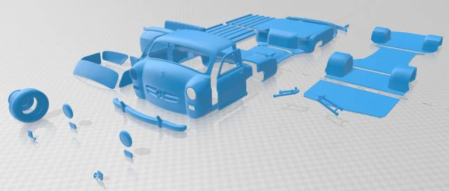 mercedes benz blue wonder renntransporter 1954 printable truck 3D Print Model .c4d .max .obj .3ds .fbx .stl .blend 