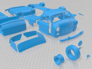 mercedes benz blue wonder renntransporter 1954 printable truck 3D Print Model