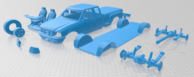 ranger xlt 1998 printable car 3Dプリントモデル .c4d .max .obj .3ds .fbx .stl .blend