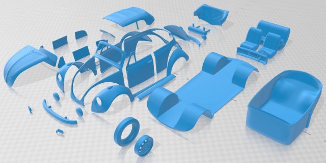 volkswagen beetle convertible 1975 printable car 3D Druckmodell .c4d .max .obj .3ds .fbx .stl .blend