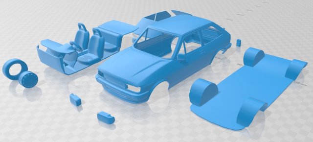 fiesta 1983 printable car 3D Принт Модель .c4d .max .obj .3ds .fbx .stl .blend 