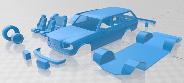 mercedes benz w123 1975 printable car 3D 打印模型 .c4d .max .obj .3ds .fbx .stl .blend 