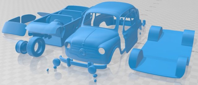 Fiat 600 d 1960 printable car 3D Baskı Modeli .c4d .max .obj .3ds .fbx .stl .blend 