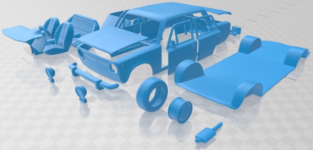 fiat 124 1972 printable car 3D प्रिंट मॉडल .c4d .max .obj .3ds .fbx .stl .blend 