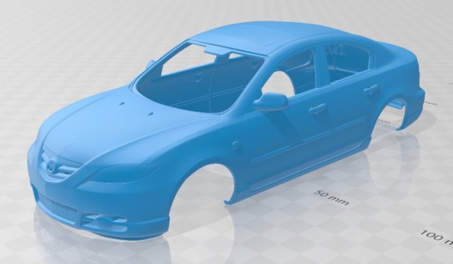 mazda 3 sedan 2005 printable body car 3D 打印模型 .c4d .max .obj .3ds .fbx .stl .blend 