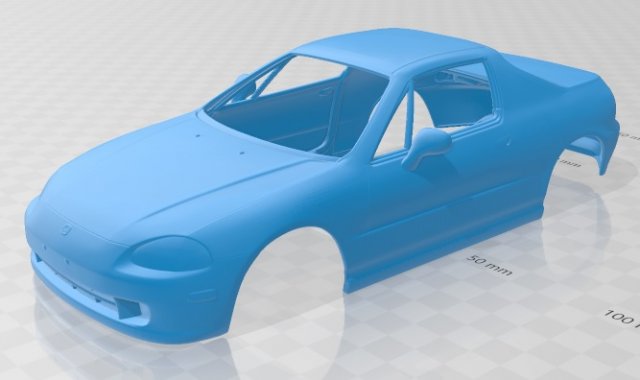 honda civic del sol 1993 printable body car 3Dプリントモデル .c4d .max .obj .3ds .fbx .stl .blend 
