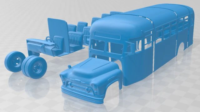 6700 school bus 1955 printable 3D Print Model .c4d .max .obj .3ds .fbx .stl .blend 