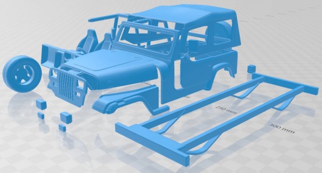 wrangler yj 1987 printable car 3D Print Model .c4d .max .obj .3ds .fbx .stl .blend 