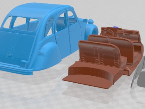 Citroen 2cv 1970 printable car 3D प्रिंट मॉडल