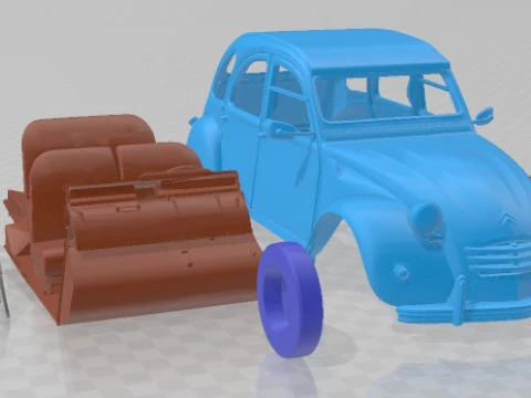 Citroen 2cv 1970 printable car 3D Print Model