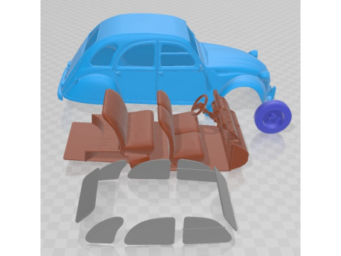 Citroen 2cv 1970 printable car 3D प्रिंट मॉडल