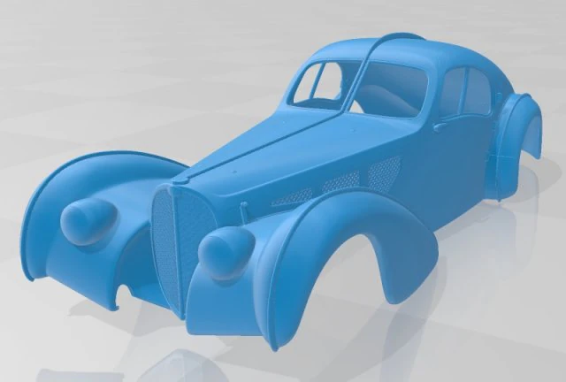 बुगाटी टाइप 57 अटलांटिक 1936 प्रिंट करने योग्य बॉडी कार 3D प्रिंट मॉडल .c4d .max .obj .3ds .fbx .stl .blend 