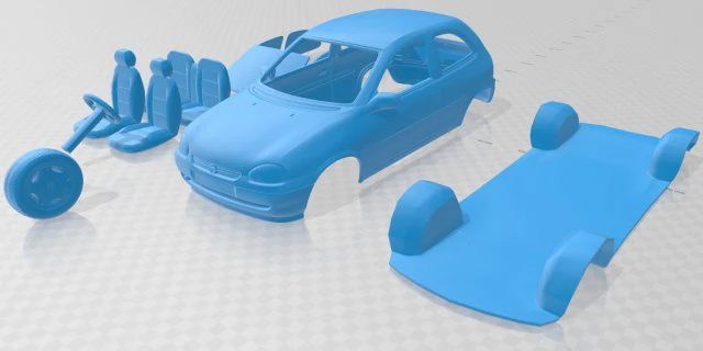 opel corsa b 1988 printable car 3D Print Model .c4d .max .obj .3ds .fbx .stl .blend 