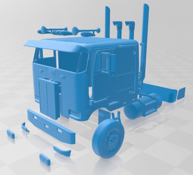 peterbilt 362 printable cabin truck Modèles 3D en vedette .c4d .max .obj .3ds .fbx .stl .blend 