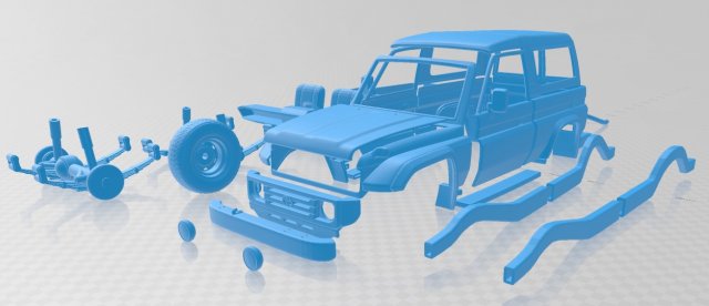 toyota land cruiser j70 3 doors 1990 printable car 3D प्रिंट मॉडल .c4d .max .obj .3ds .fbx .stl .blend 