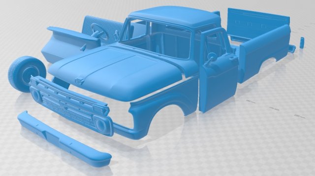 f 100 1966 printable car 3Dプリントモデル .c4d .max .obj .3ds .fbx .stl .blend 