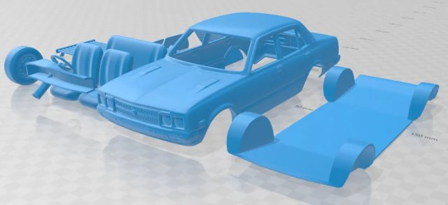 toyota corona sedan 1975 printable car 3D Print Model .c4d .max .obj .3ds .fbx .stl .blend 